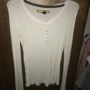 White button-up long sleeve Henley